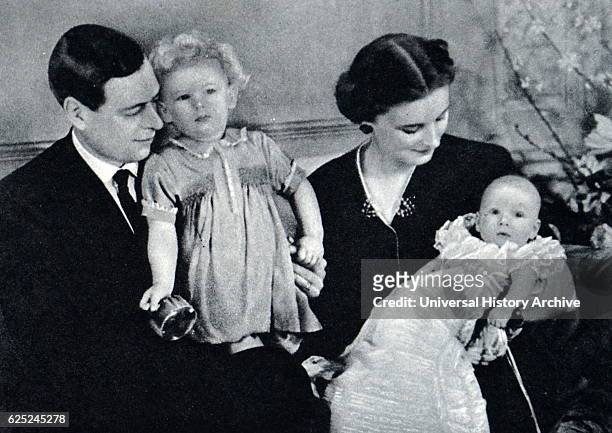 Prince George, Duke of Kent with his wife, Princess Marina, two of their children are seen in the photograph: Prince Edward, Duke of Kent and...