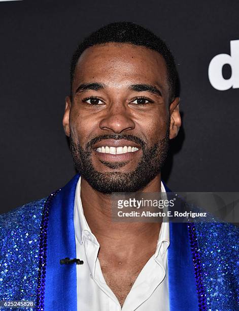 Player Calvin Johnson attends ABC's "Dancing With The Stars" Season 23 Finale at The Grove on November 22, 2016 in Los Angeles, California.