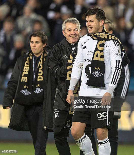 Paal Andre Helland and Coach Kaare Ingebrigtsen of Rosenborg celebrates victory after Norwegian Cup Final Kongsvinger v Rosenborg at Ullevaal Stadion...