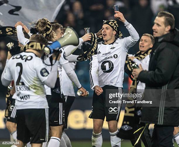 Jonas Svensson, Paal Andre Helland of Rosenborg celebrates victory with trophy after Norwegian Cup Final Kongsvinger v Rosenborg at Ullevaal Stadion...