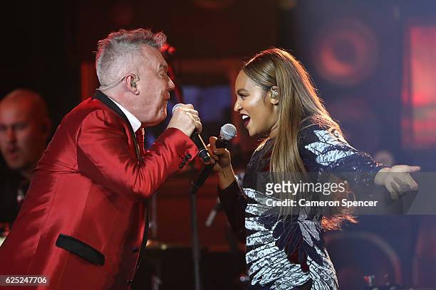 Jimmy Barnes and Jessica Mauboy perform on stage during the 30th Annual ARIA Awards 2016 at The Star on November 23, 2016 in Sydney, Australia.