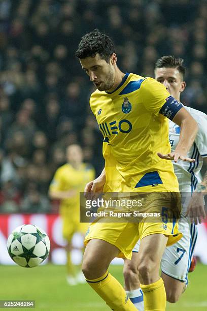Ivan Marcano of FC Porto controls the ball during the UEFA Champions League group stage match between FC Copenhagen and FC Porto at Parken Stadium on...