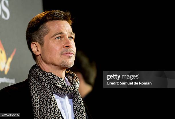 Brad Pitt attends the Madrid premiere of the Paramount Pictures title 'Allied' at callao City Lights on November 22, 2016 in Madrid, Spain.