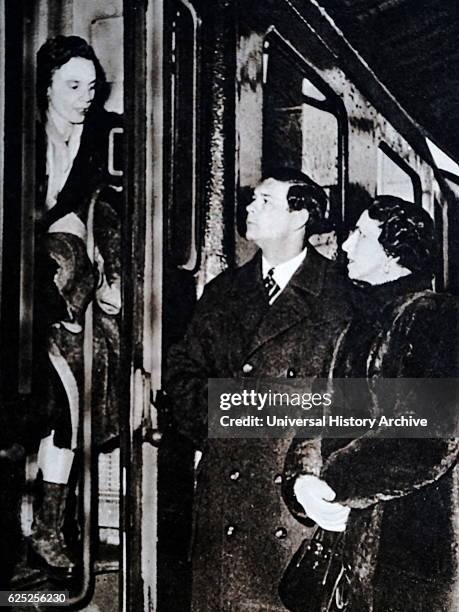 Photograph of King Michael I of Romania and Princess Anne of Bourbon-Parma . Dated 20th Century.