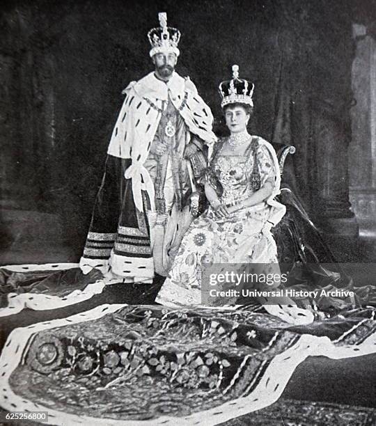 Photograph of King George V and Queen Consort Mary of Teck . Dated 20th Century.