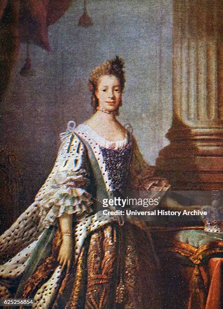 Portrait of Charlotte of Mecklenburg-Strelitz in State Robes. Painted by Allan Ramsay a Scottish portrait-painter. Dated 18th Century.