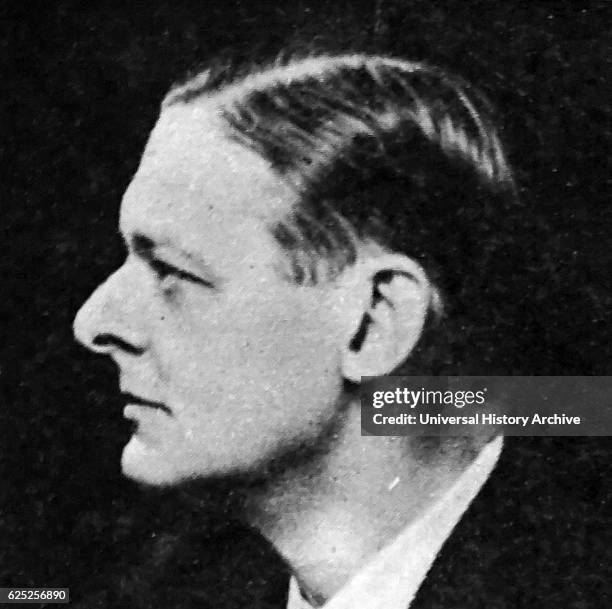 Photograph of T. S. Eliot a British essayist, publisher, playwright, literary and social critic. Dated 20th Century.