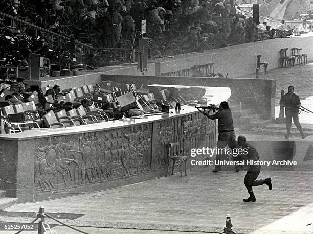 Photograph taken during the assassination of Anwar Sadat President of Egypt, Egypt. Dated 20th Century.