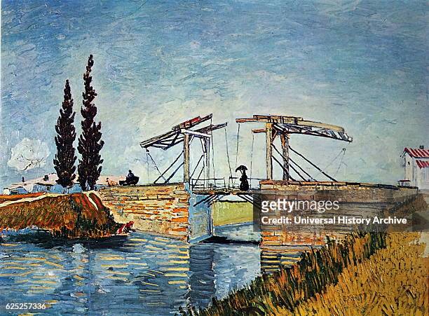 Painting titled 'Bridge at Langlors' by Vincent van Gogh a Dutch Post-Impressionist painter. Dated 19th Century.