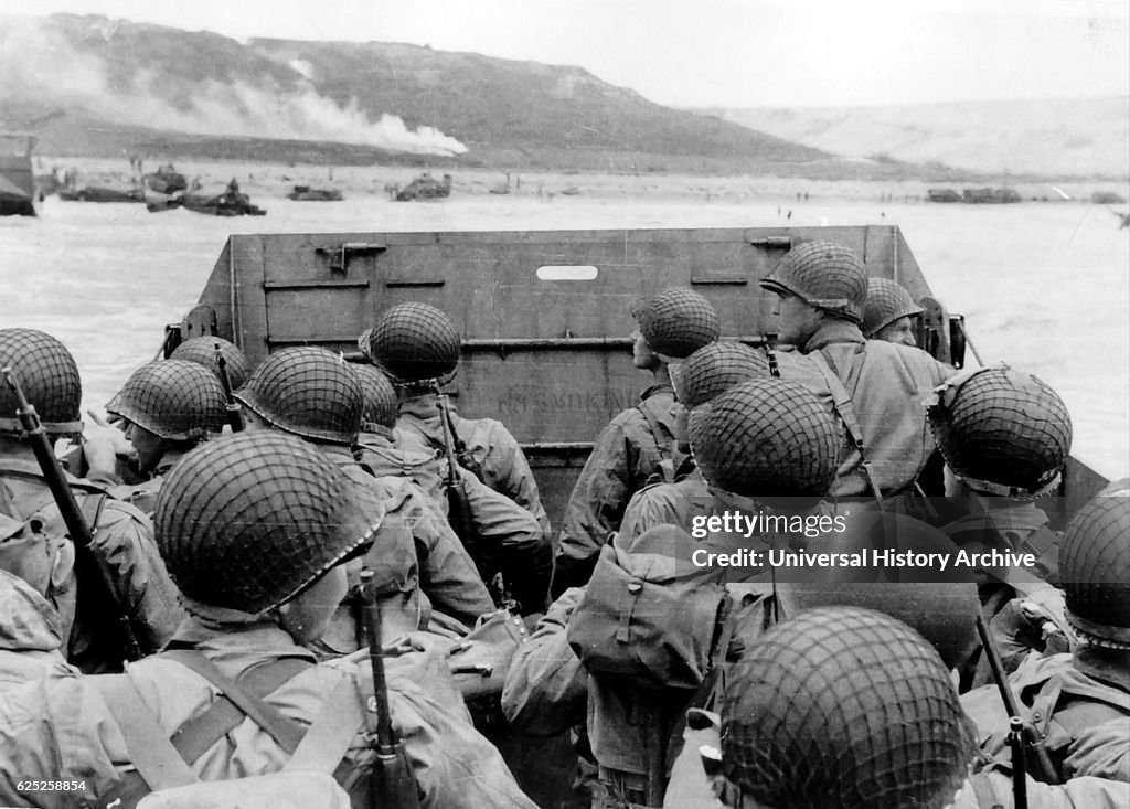 American troops approaching Omaha Beach.