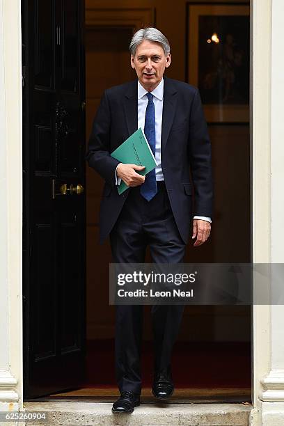 Chancellor of the Exchequer, Philip Hammond leaves 11 Downing Street on November 23, 2016 in London, England.The Autumn Statement is one of two...