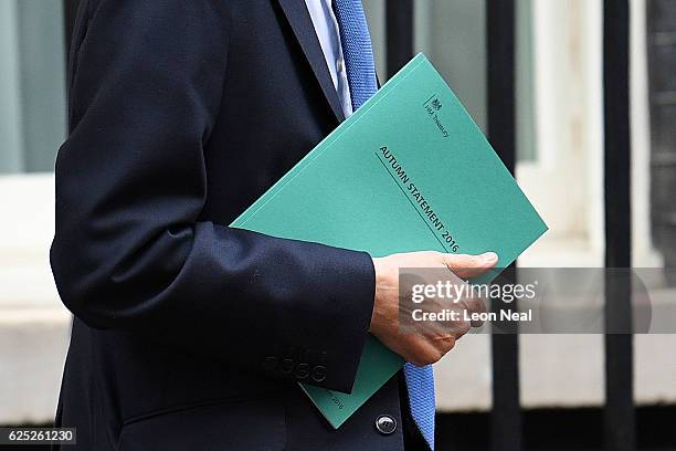 Chancellor of the Exchequer, Philip Hammond leaves 11 Downing Street on November 23, 2016 in London, England.The Autumn Statement is one of two...