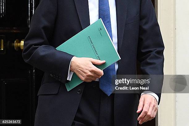 Chancellor of the Exchequer, Philip Hammond leaves 11 Downing Street on November 23, 2016 in London, England.The Autumn Statement is one of two...