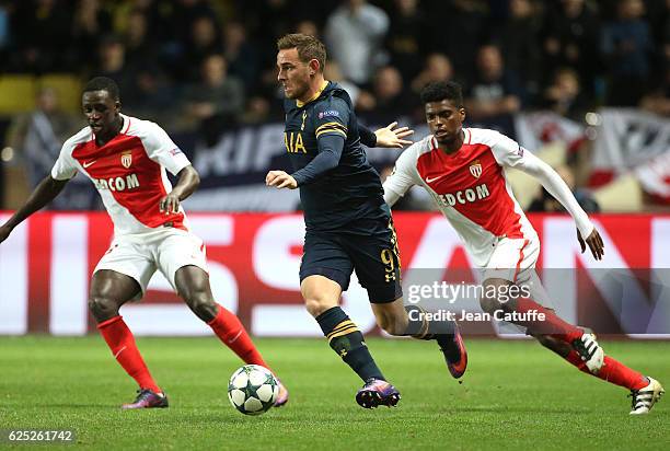 Vincent Janssen of Tottenham in action during the UEFA Champions League match between AS Monaco FC and Tottenham Hotspur FC at Stade Louis II on...