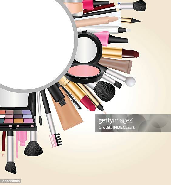 cosmetics with text space - makeup foundation stock illustrations