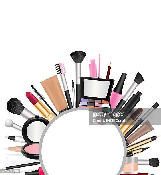 cosmetics with text space - makeup foundation stock illustrations