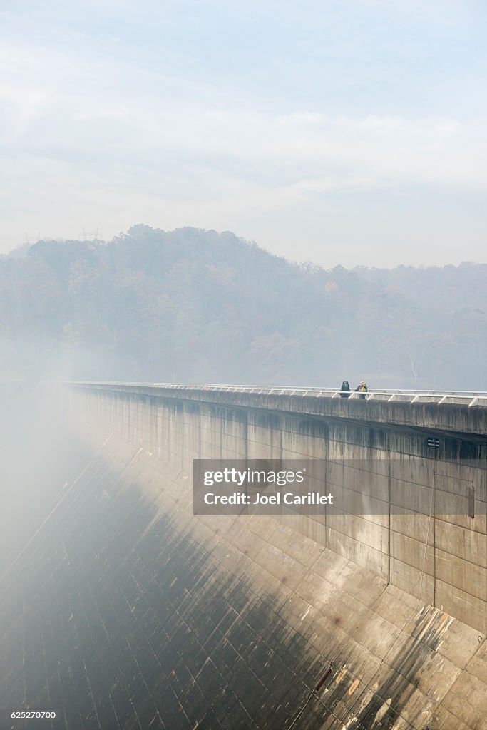 Hiking in smoke from forest fires at Fontana Dam, NC