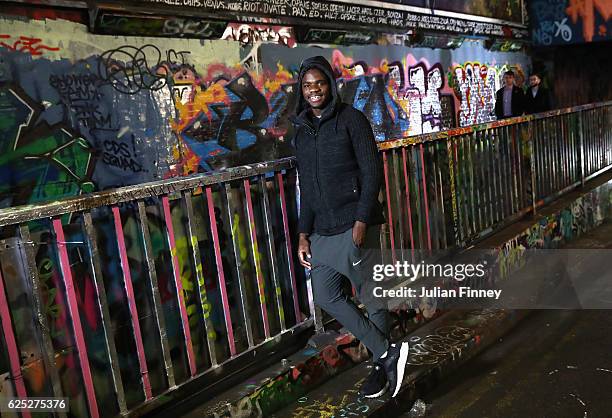 Tennis player Frances Tiafoe of USA poses for photos at Leake Street Tunnel on November 21, 2016 in London, England.