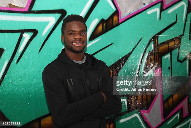Tennis player Frances Tiafoe of USA poses for photos at Leake Street Tunnel on November 21, 2016 in London, England.