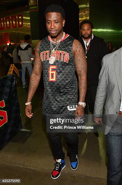 Gucci Mane attends the Hawks V Pelicans at Philips Arena on November 22, 2016 in Atlanta, Georgia.