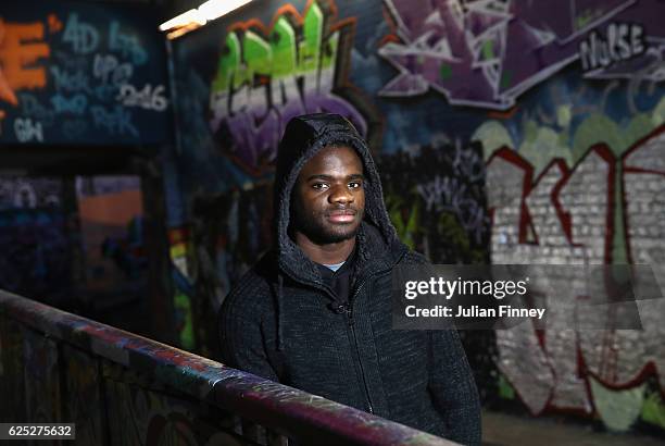 Tennis player Frances Tiafoe of USA poses for photos at Leake Street Tunnel on November 21, 2016 in London, England.