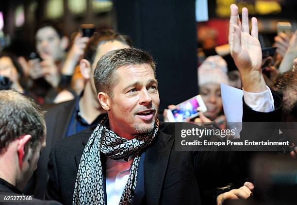 Brad Pitt attends the Madrid Premiere of 'Allied' at Callao City Lights on November 22, 2016 in Madrid, Spain.