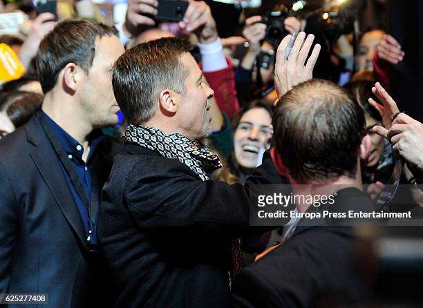 Brad Pitt attends the Madrid Premiere of 'Allied' at Callao City Lights on November 22, 2016 in Madrid, Spain.