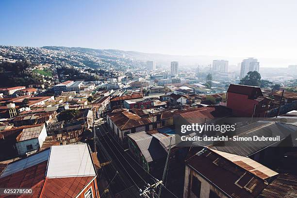 valparaiso from ascensor polanco - ascensore stock pictures, royalty-free photos & images
