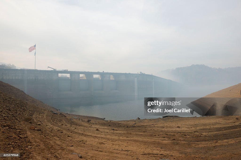 Smoke from forest fires at Fontana Dam, North Carolina