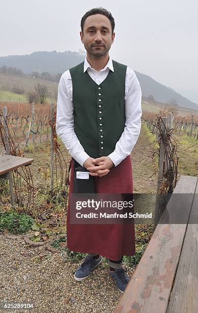 Deniz Cooper poses during the 'Herrgott fuer Anfaenger' set visit in Vienna at Heuriger Sirbu on November 23, 2016 in Vienna, Austria.