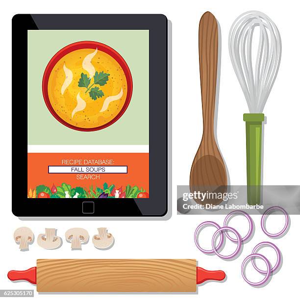 essen kochen flach liegen auf einem weißen hintergrund - essen von oben holz stock-grafiken, -clipart, -cartoons und -symbole