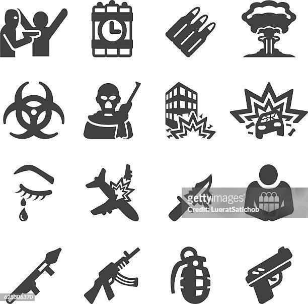 terrorist silhouette icons | eps10 - terrorism stock illustrations