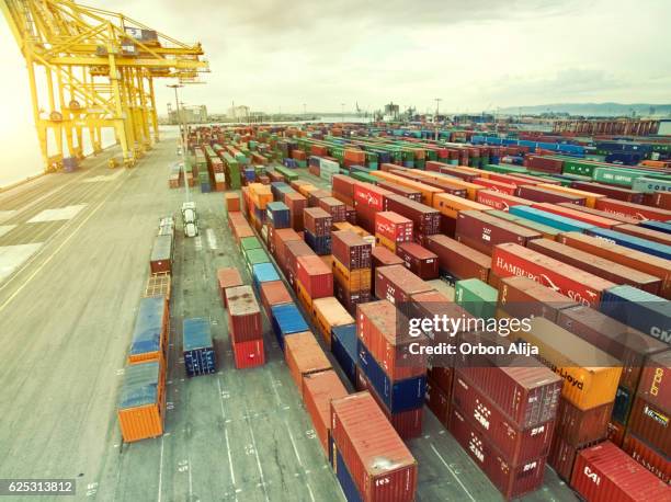 container terminal - supply chain management stock pictures, royalty-free photos & images