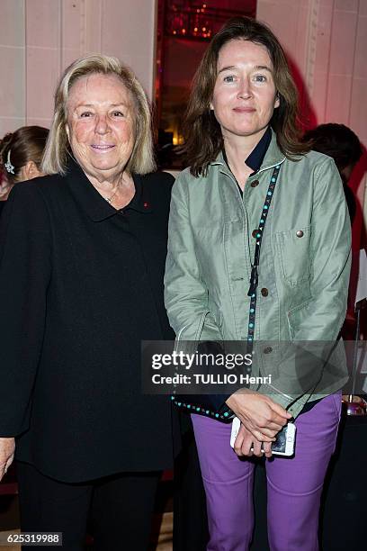 At the evening gala for the 9th edition of the Meurice Prize for the Contempory Art, Maryvonne Pinault and Diane de Mac Mahon pose for Paris Match on...