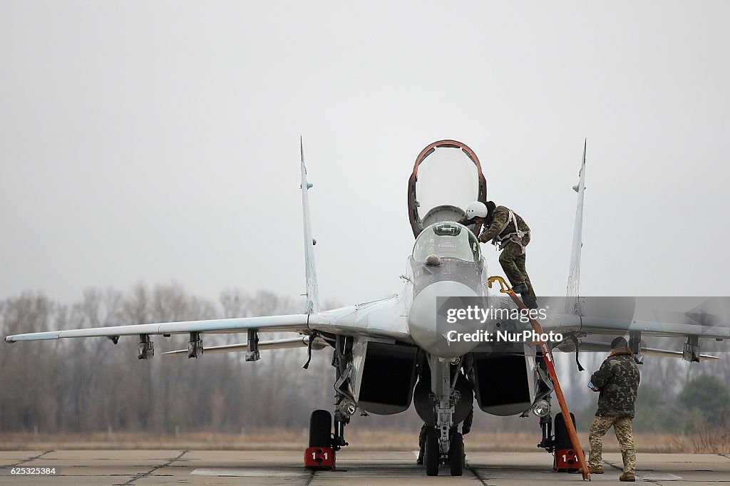 Training session of Ukrainian Air Force at a military airbase in Vasylkiv village