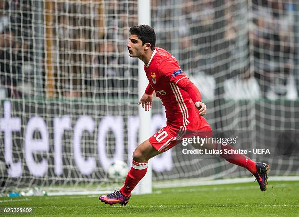 Goncalo Guedes of Benfica celebrates the first goal of Benfica during the UEFA Champions League match between Besiktas JK and SL Benfica at Vodafone...