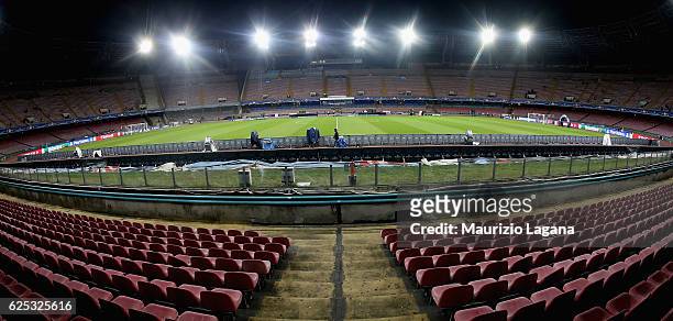 General view of stadium prior to the UEFA Champions League match between SSC Napoli and FC Dynamo Kyiv at Stadio San Paolo on November 23, 2016 in...
