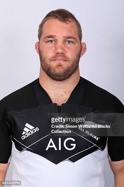 Owen Franks poses during the All Blacks End of Year Tour 2016 Headshots Session at Auckland International Airport Novotel on October 28, 2016 in...