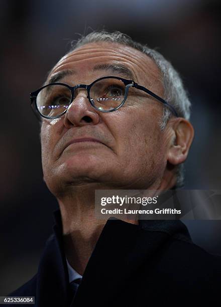 Claudio Ranieri of Leicester City looks on during the UEFA Champions League match between Leicester City FC and Club Brugge KV at The King Power...