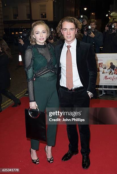 Sophie Simnett and Ross McCormack attend the UK film premiere of "Mum's List" at The Curzon Mayfair on November 23, 2016 in London, England.