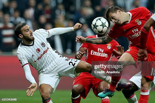 Cenk Tosun of Besiktas in action during the UEFA Champions League Group B football match between Besiktas and Benfica at Vodafone Arena in Istanbul,...
