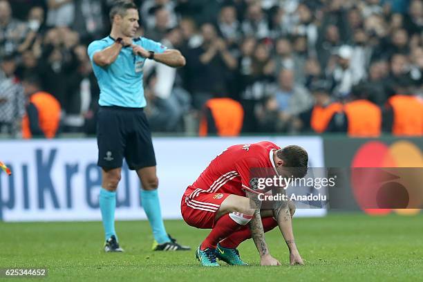 Player of Benfica gets upset after the UEFA Champions League Group B football match between Besiktas and Benfica at Vodafone Arena in Istanbul,...