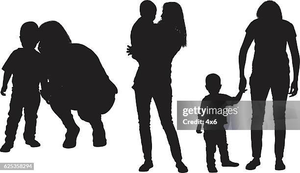 mutter mit ihrem baby - child silhouette stock-grafiken, -clipart, -cartoons und -symbole