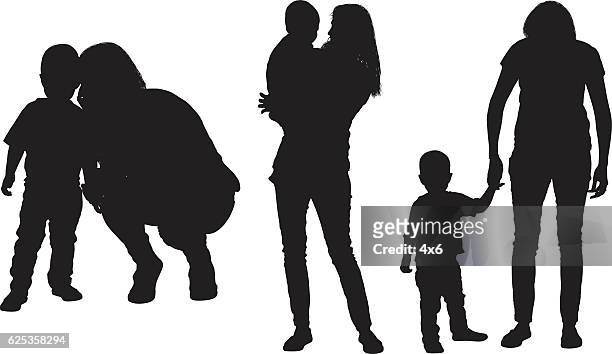 mother with her baby - crouching stock illustrations