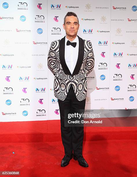 Robbie Williams arrives for the 30th Annual ARIA Awards 2016 at The Star on November 23, 2016 in Sydney, Australia.