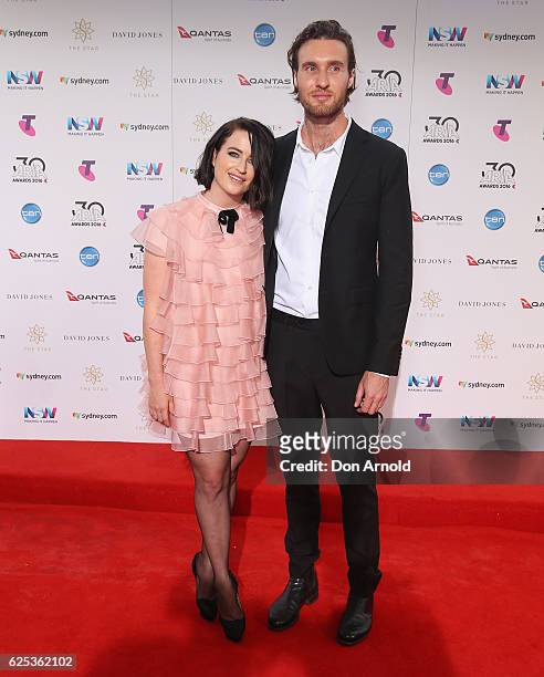 Megan Washington and Nick Waterman arrives for the 30th Annual ARIA Awards 2016 at The Star on November 23, 2016 in Sydney, Australia.