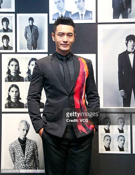 Actor Huang Xiaoming arrives at the red carpet during the Dior Homme Spring 2017 Gala on November 23, 2016 in Beijing, China.