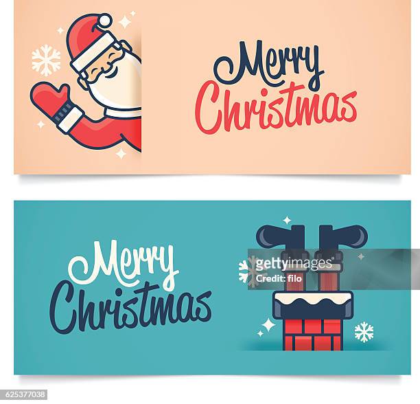 stockillustraties, clipart, cartoons en iconen met christmas banners - cartoon santa claus