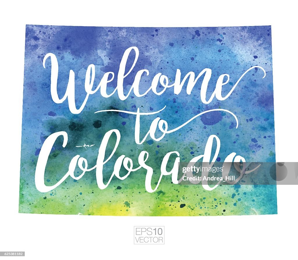 Welcome to Colorado Vector Watercolor Map