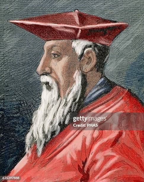 Andrea Doria Italian condottiero, and admiral from the Republic of Genoa. Colored engraving.